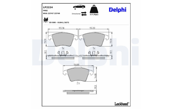 Brake Pad Set, disc brake LP2224 Delphi