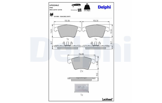 Brake pad set, disc brake LP2224LC Delphi