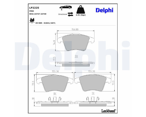 Brake Pad Set, disc brake LP2225 Delphi