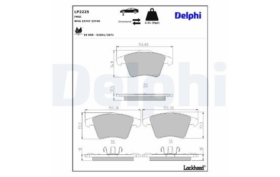 Brake Pad Set, disc brake LP2225 Delphi