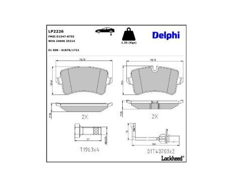 Brake Pad Set, disc brake LP2226 Delphi