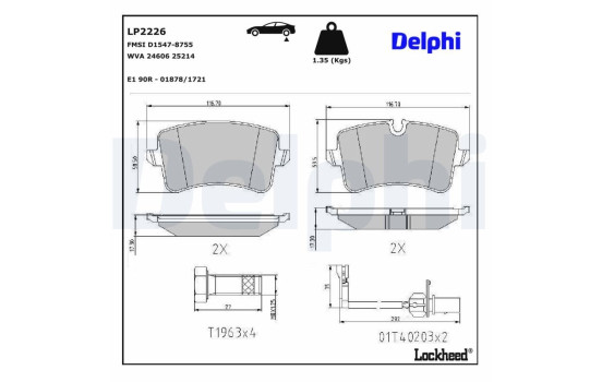 Brake Pad Set, disc brake LP2226 Delphi
