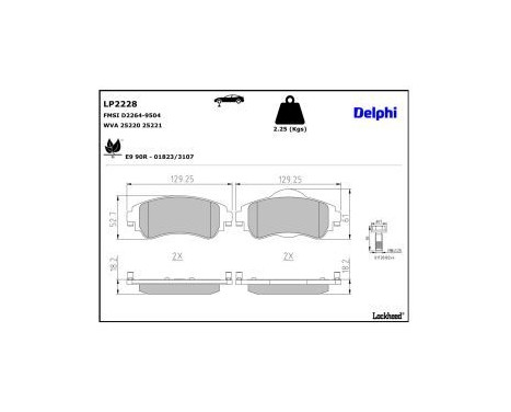 Brake Pad Set, disc brake LP2228 Delphi, Image 3