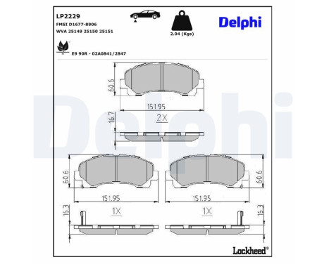 Brake Pad Set, disc brake LP2229 Delphi, Image 3