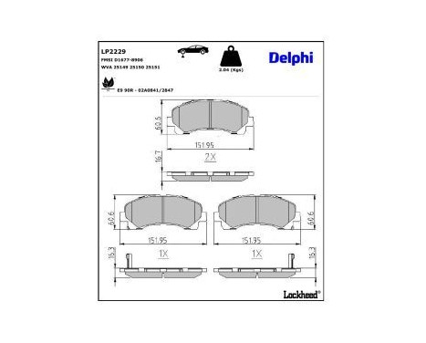 Brake Pad Set, disc brake LP2229 Delphi, Image 3