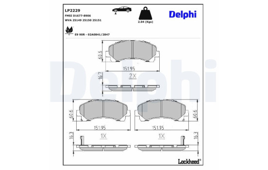 Brake Pad Set, disc brake LP2229 Delphi, Image 3