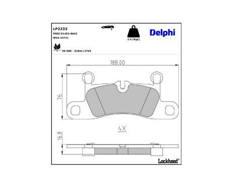 Brake Pad Set, disc brake LP2233 Delphi, Image 3