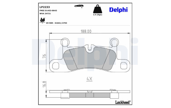 Brake Pad Set, disc brake LP2233 Delphi, Image 3