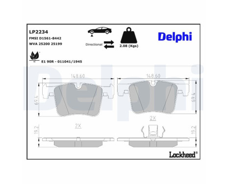 Brake Pad Set, disc brake LP2234 Delphi, Image 3