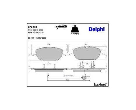 Brake Pad Set, disc brake LP2238 Delphi