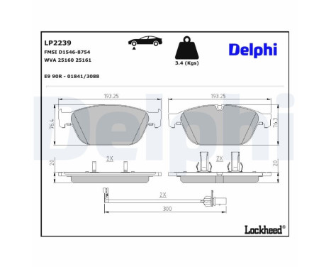 Brake Pad Set, disc brake LP2239 Delphi
