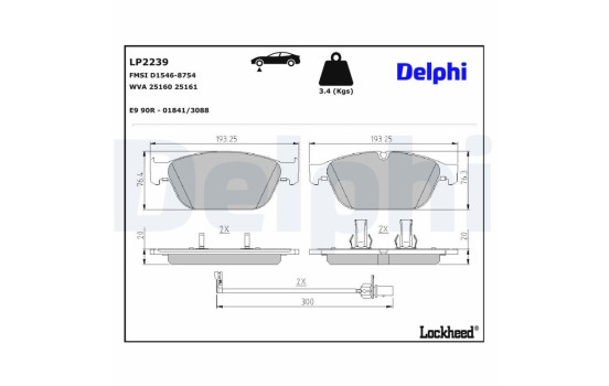 Brake Pad Set, disc brake LP2239 Delphi