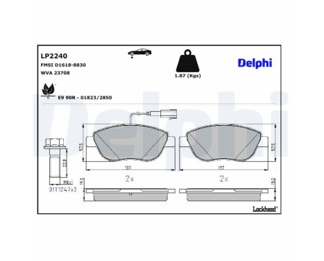 Brake Pad Set, disc brake LP2240 Delphi, Image 4