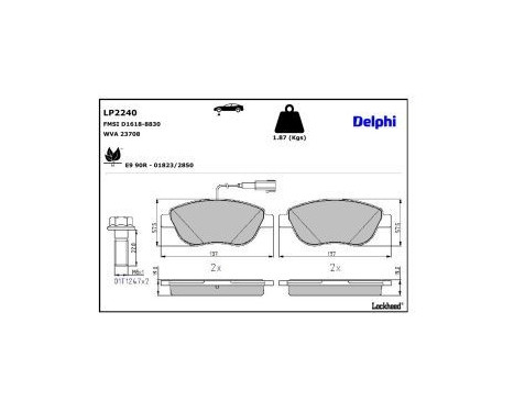 Brake Pad Set, disc brake LP2240 Delphi, Image 4