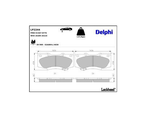 Brake Pad Set, disc brake LP2244 Delphi, Image 3