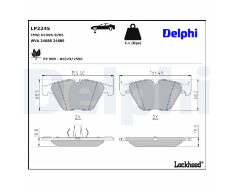 Brake Pad Set, disc brake LP2245 Delphi