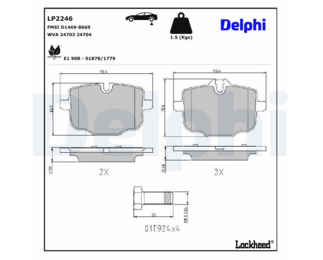 Brake Pad Set, disc brake LP2246 Delphi