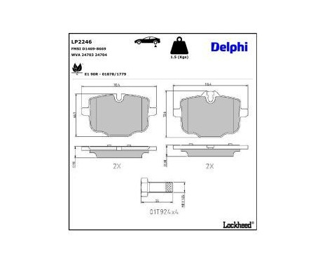 Brake Pad Set, disc brake LP2246 Delphi, Image 3