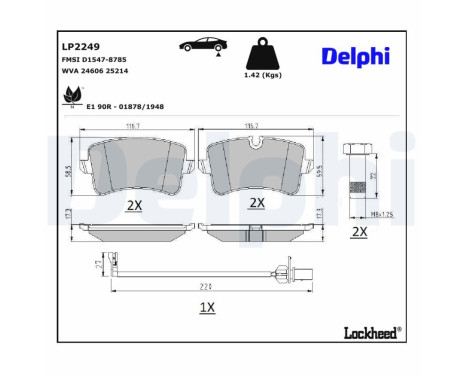 Brake Pad Set, disc brake LP2249 Delphi, Image 4