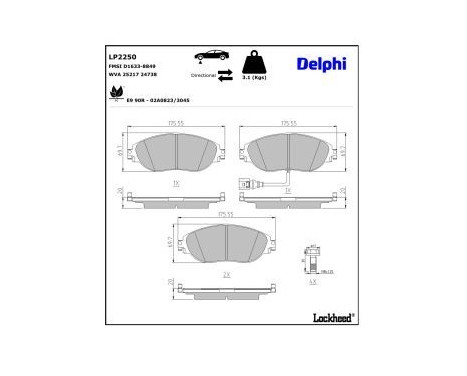 Brake Pad Set, disc brake LP2250 Delphi, Image 4
