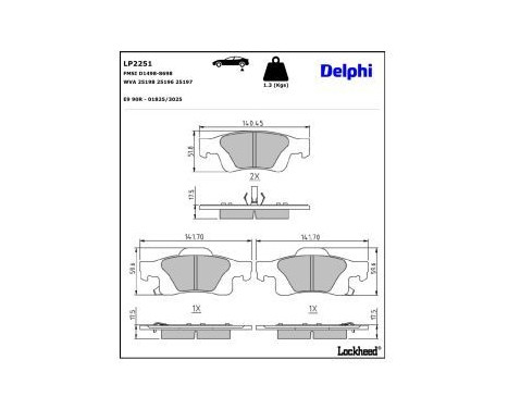 Brake Pad Set, disc brake LP2251 Delphi