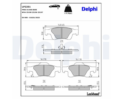 Brake Pad Set, disc brake LP2251 Delphi, Image 3