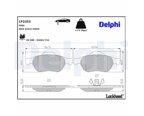 Brake Pad Set, disc brake LP2252 Delphi