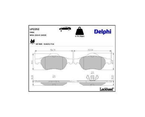 Brake Pad Set, disc brake LP2252 Delphi, Image 4