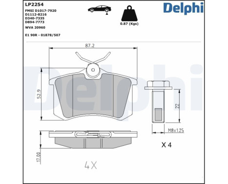 Brake Pad Set, disc brake LP2254 Delphi