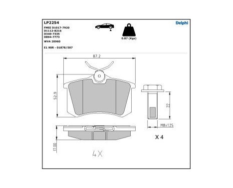Brake Pad Set, disc brake LP2254 Delphi, Image 5