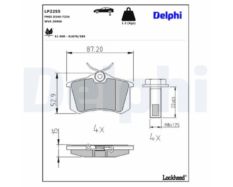 Brake Pad Set, disc brake LP2255 Delphi