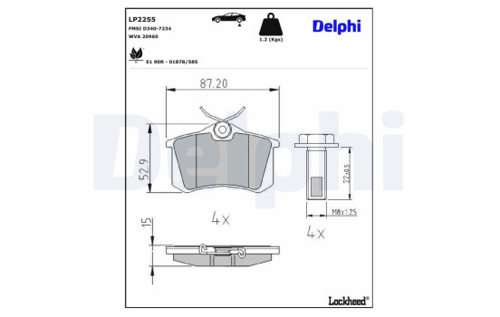 Brake Pad Set, disc brake LP2255 Delphi, Image 3