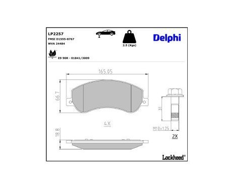 Brake Pad Set, disc brake LP2257 Delphi