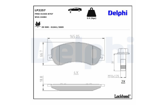 Brake Pad Set, disc brake LP2257 Delphi