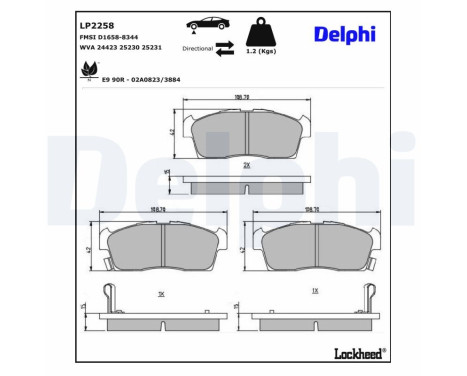 Brake Pad Set, disc brake LP2258 Delphi