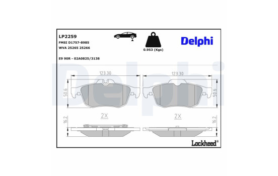 Brake Pad Set, disc brake LP2259 Delphi