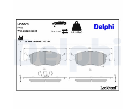 Brake Pad Set, disc brake LP2274 Delphi, Image 3