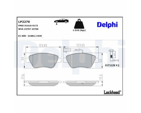 Brake Pad Set, disc brake LP2276 Delphi, Image 4
