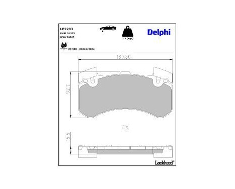 Brake Pad Set, disc brake LP2283 Delphi