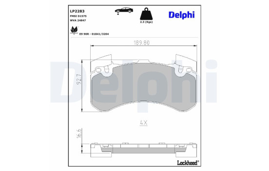 Brake Pad Set, disc brake LP2283 Delphi
