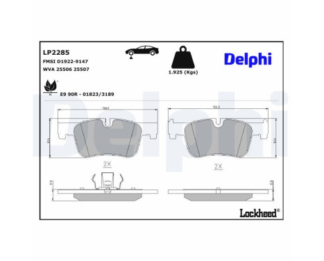 Brake Pad Set, disc brake LP2285 Delphi, Image 3