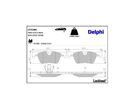 Brake Pad Set, disc brake LP2286 Delphi, Image 4