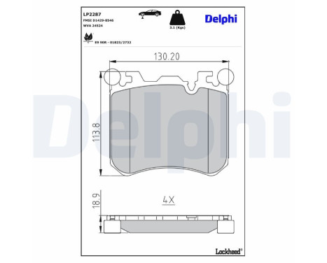 Brake Pad Set, disc brake LP2287 Delphi
