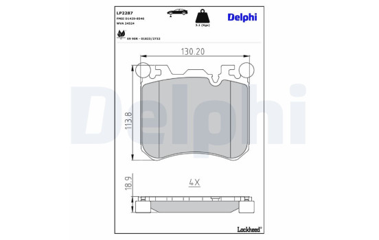 Brake Pad Set, disc brake LP2287 Delphi