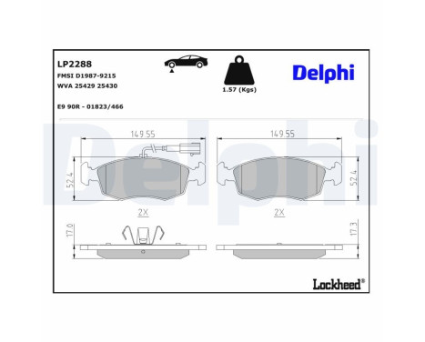 Brake Pad Set, disc brake LP2288 Delphi, Image 4