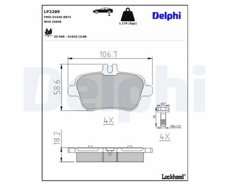 Brake pad set, disc brake LP2289 Delphi, Image 3