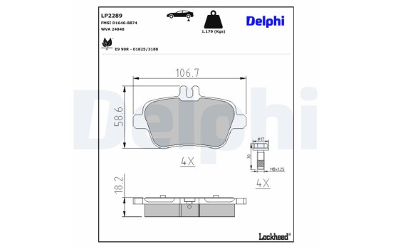 Brake pad set, disc brake LP2289 Delphi, Image 3