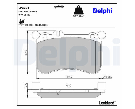 Brake Pad Set, disc brake LP2291 Delphi