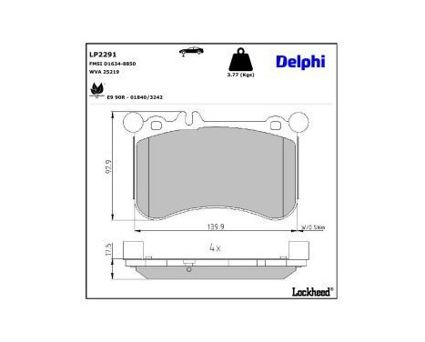 Brake Pad Set, disc brake LP2291 Delphi