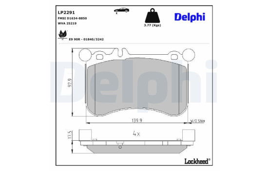 Brake Pad Set, disc brake LP2291 Delphi